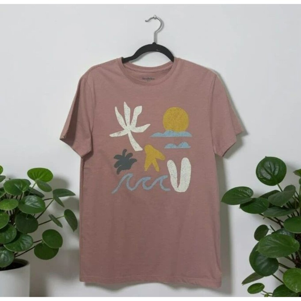 Men’s Coral Tropical Abstract Graphic T-Shirt Small